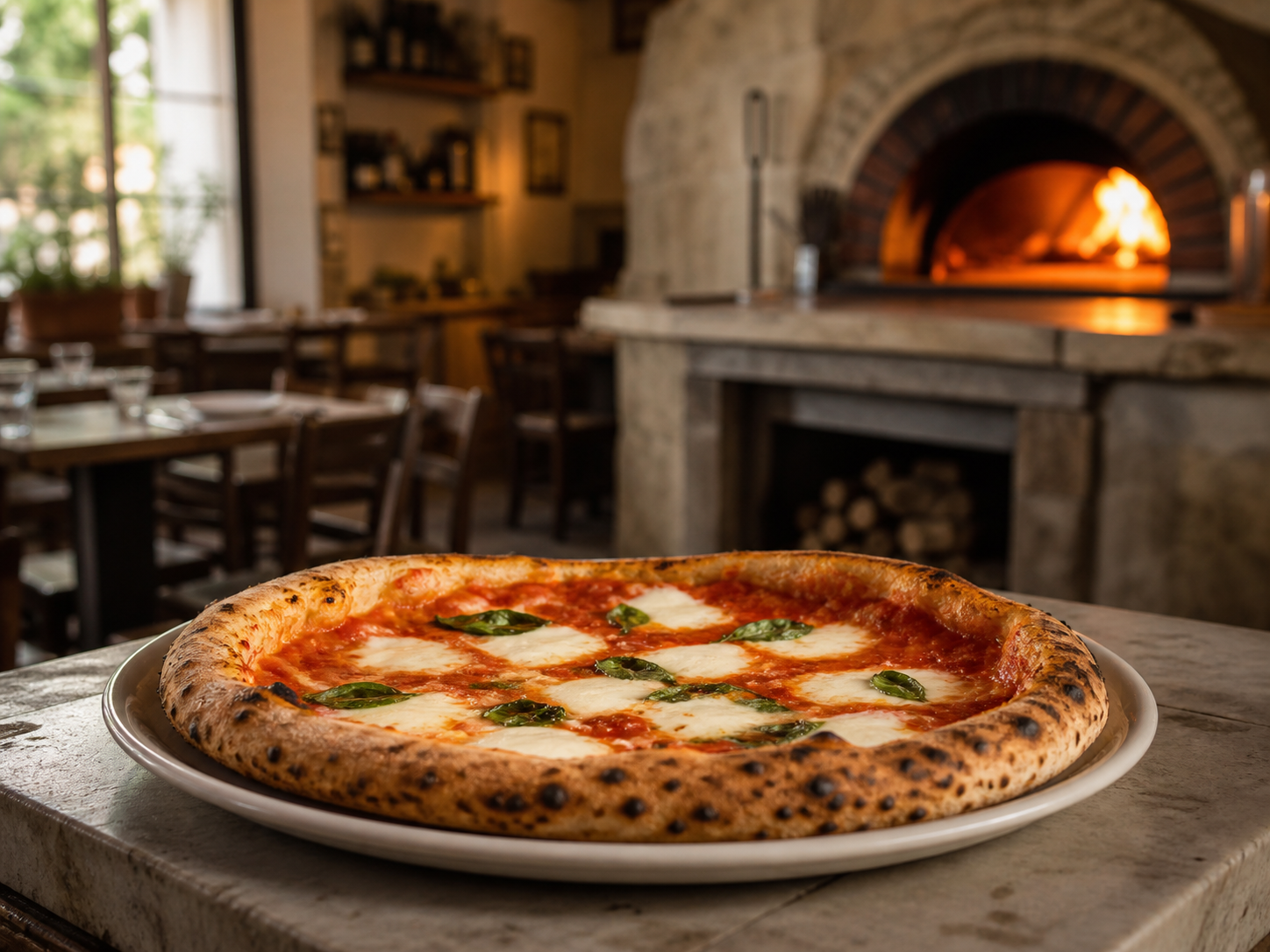 Frisch gebackene Pizza aus der hauseigenen Pizzeria